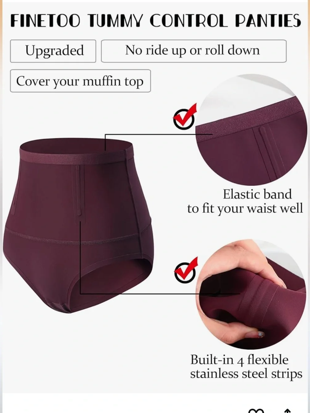 Fine Too Tummy control underwear shapewear seamless high waisted 3 pack medium
